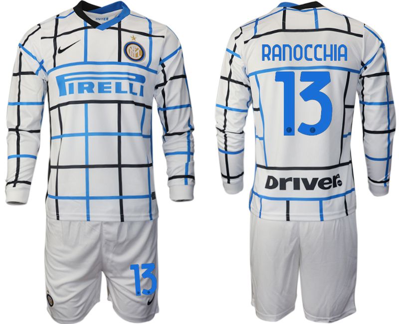 Men 2020-2021 club Inter milan away long sleeve #13 white Soccer Jerseys->inter milan jersey->Soccer Club Jersey